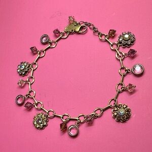 Lizpalacios Gold F Bracelet with Crystal Charms
